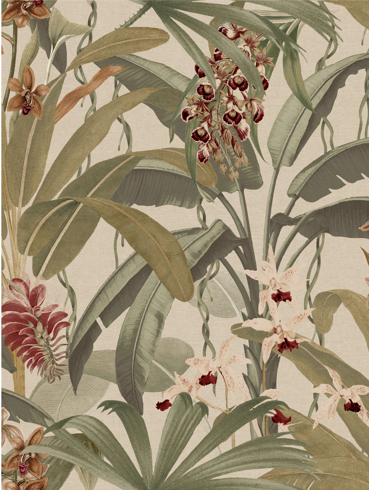Saffron Sage & Natural Tropical | Leaf Jungle Wallpaper - Esselle Home