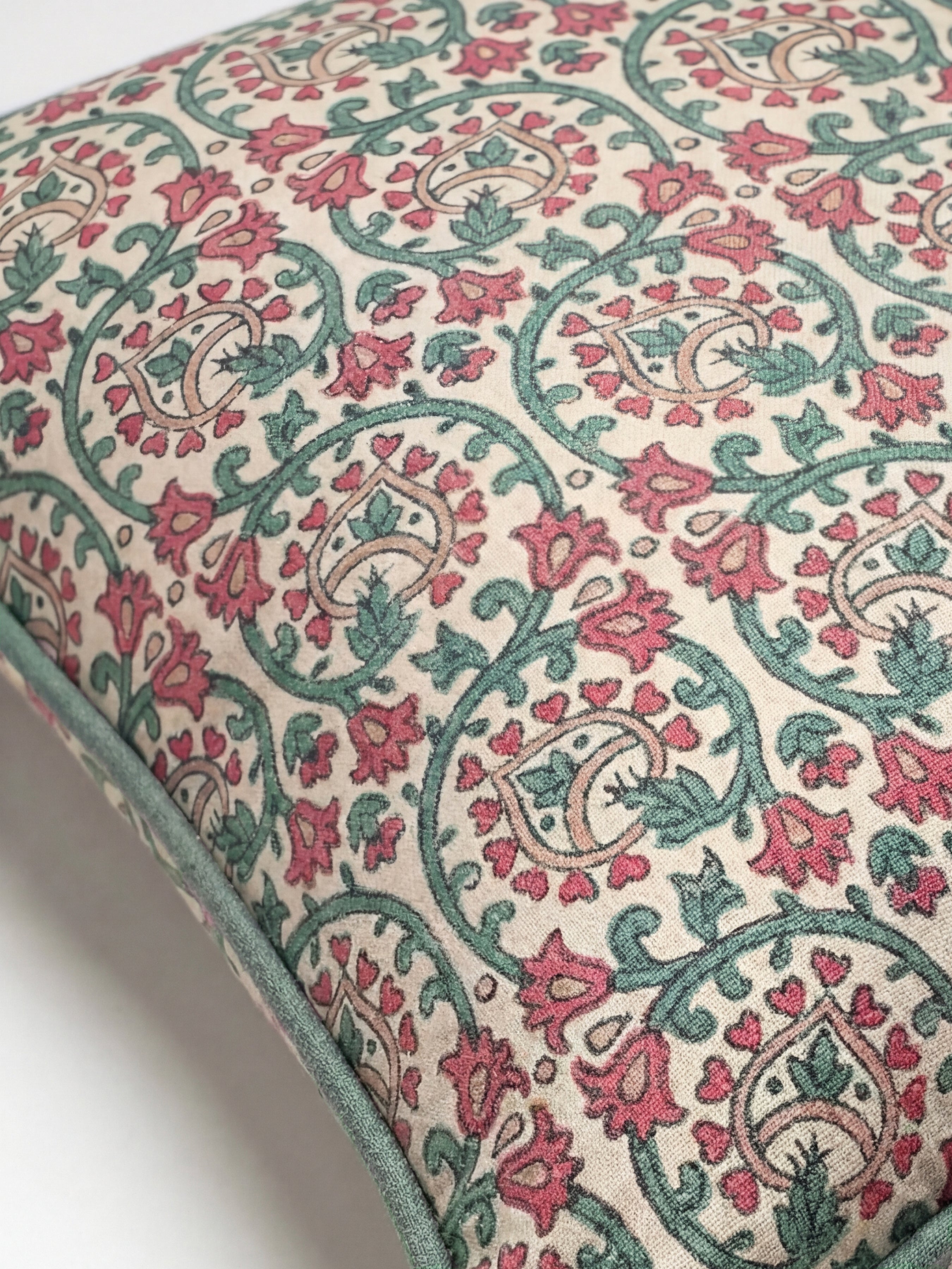 Veda Linen Teal/Raspberry Cushion - Esselle Home