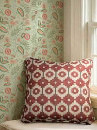 Santiago Geo Red/Teal Cushion - Esselle Home