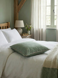 Eden Plain/Nima Floral Mineral Green Cushion - Esselle Home