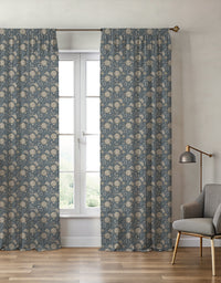 Lucien Trail Taupe/Navy Curtain
