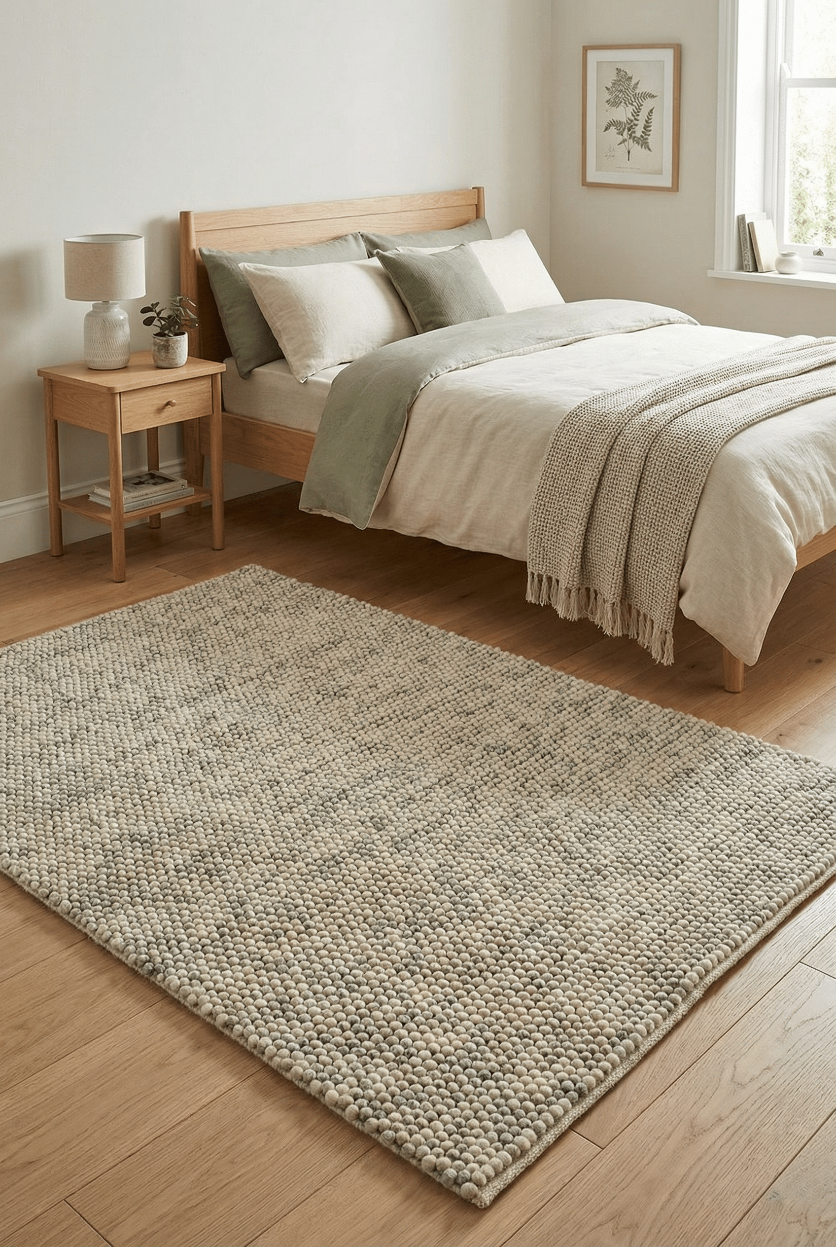 Delilah Wool Pebble Mottled Cream Rug - Esselle Home