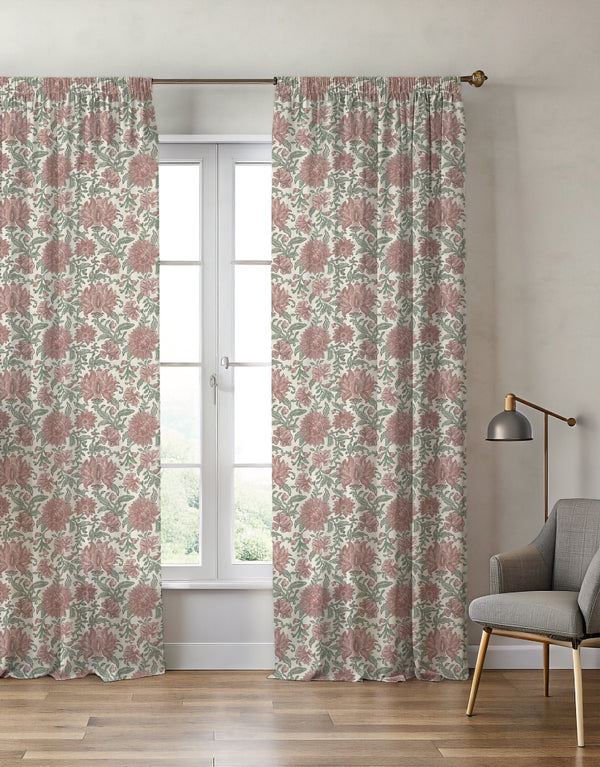 Nima Floral Rose/Sage Curtain