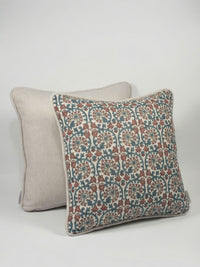 Veda Linen Spice/Blue Cushion - Esselle Home