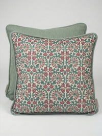 Veda Linen Teal/Raspberry Cushion - Esselle Home