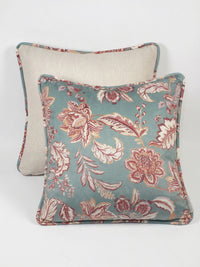 Kashmir Jacobean Teal/Raspberry Cushion - Esselle Home