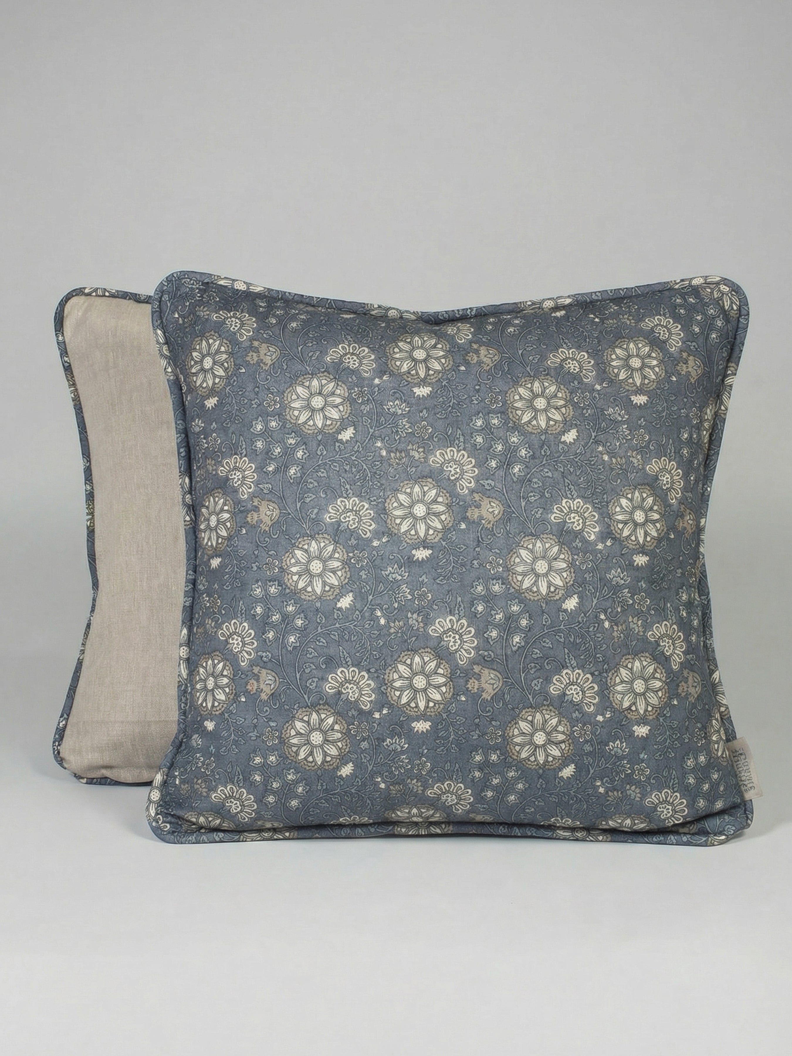 Lucien Trail Navy/Taupe Cushion - Esselle Home