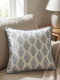 Naya Motif Blue/Taupe Cushion - Esselle Home