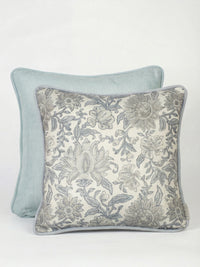 Nima Floral Taupe/Soft Blue Cushion - Esselle Home