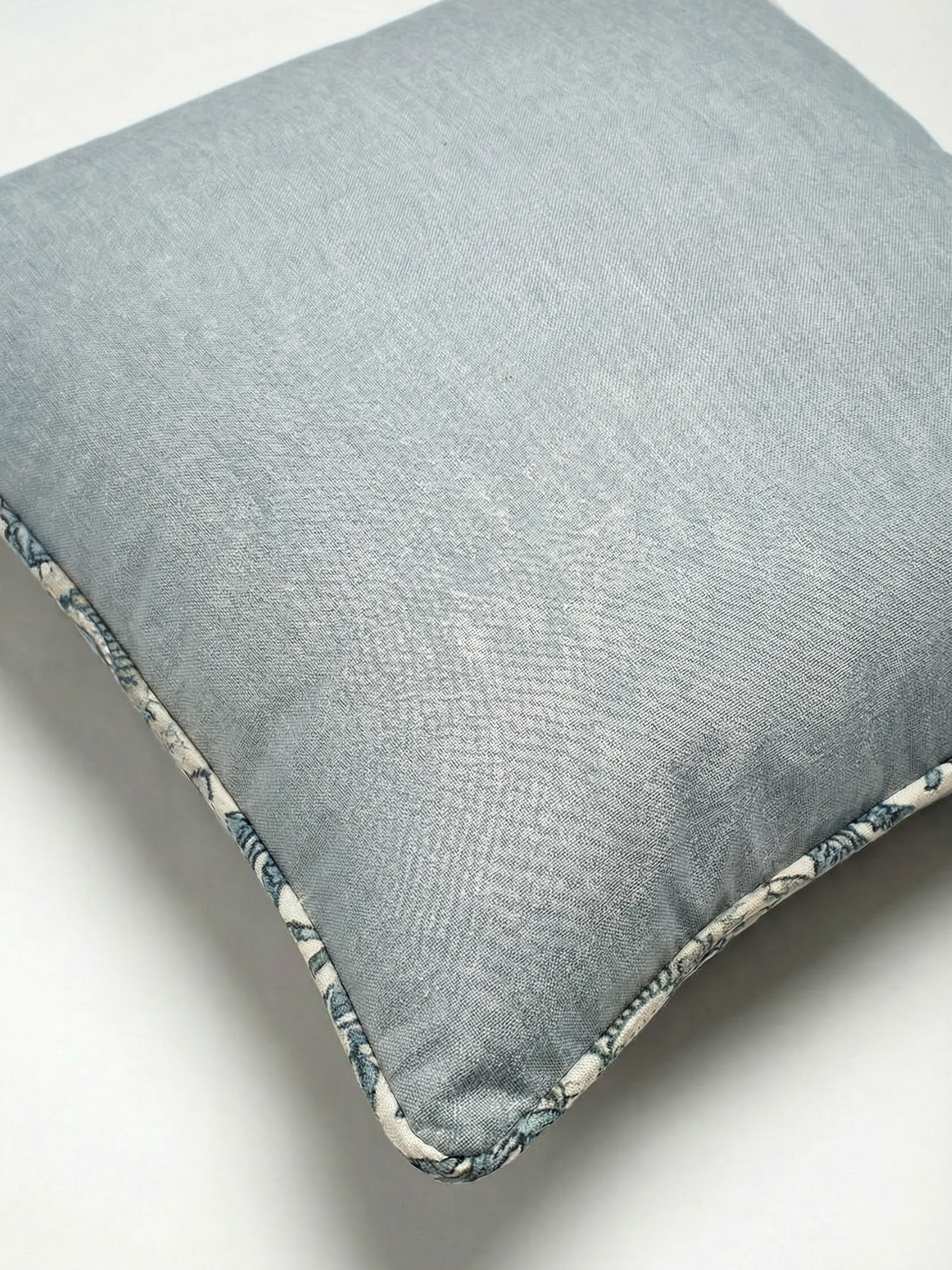 Eden Plain/Nima Floral Soft Blue Cushion - Esselle Home