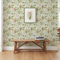 RHS Flower Medley Cream Wallpaper - Esselle Home