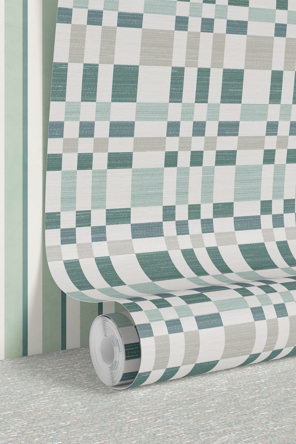 Bergan Green / Natural Wallpaper