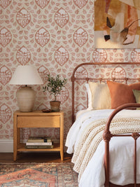 Floral Cartouche Warm Spice Wallpaper - Esselle Home