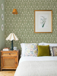 Heritage Tulip Spring Green Wallpaper - Esselle Home