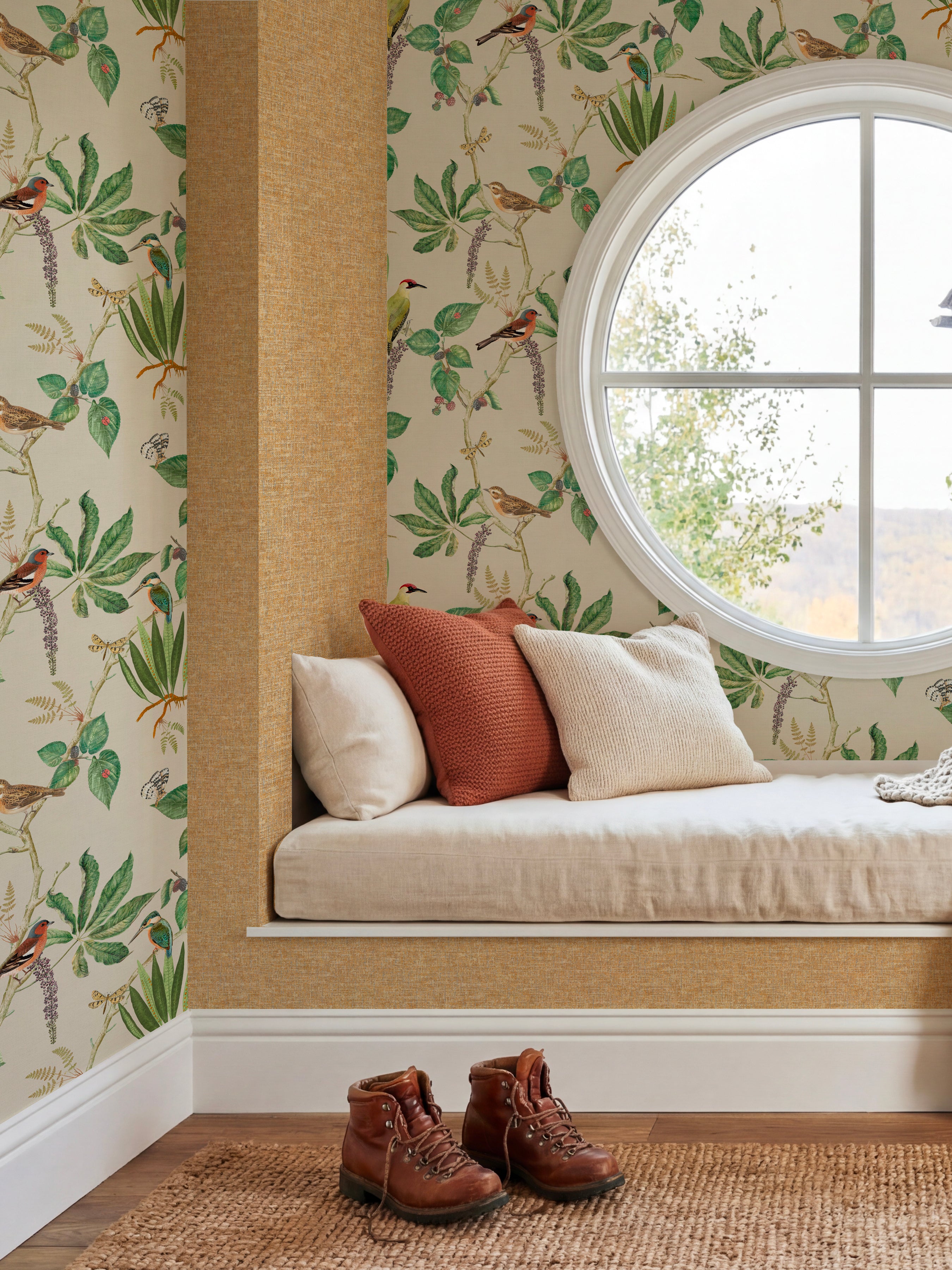 Hill Top Garden Cotton/Green Wallpaper - Esselle Home