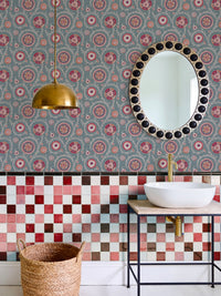 Nahlia Trail Spice/Blue Wallpaper - Esselle Home