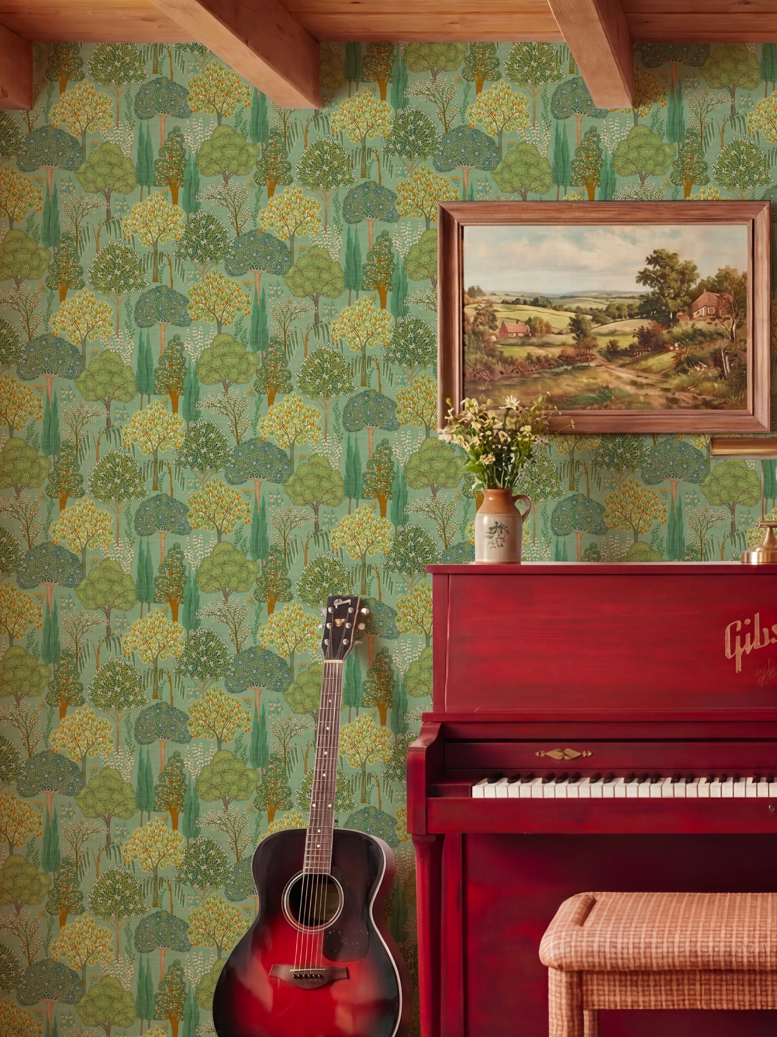 Persian Oasis Sage Green Wallpaper - Esselle Home