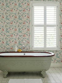 Tapestry Floral Natural/Spice Wallpaper - Esselle Home