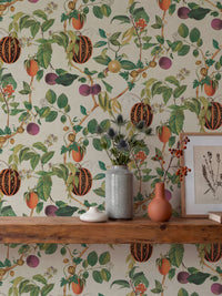 Tropic House Parchment/Green Wallpaper - Esselle Home
