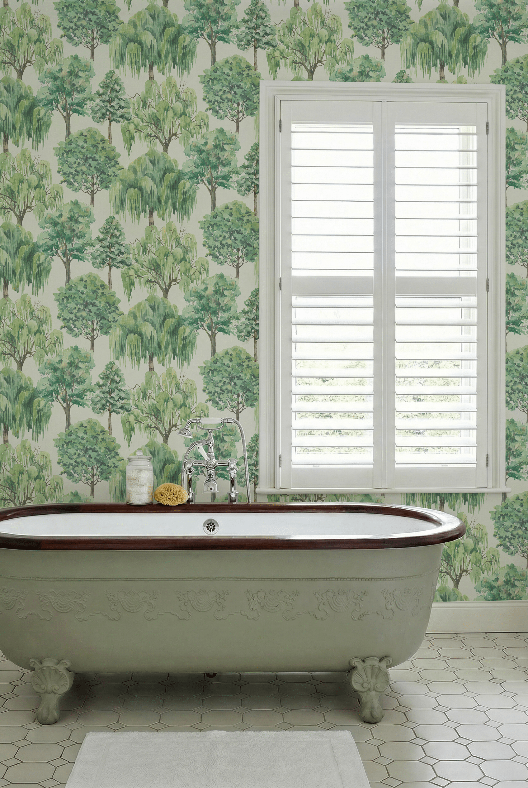 Whispering Willow Ivory/Green Wallpaper - Esselle Home