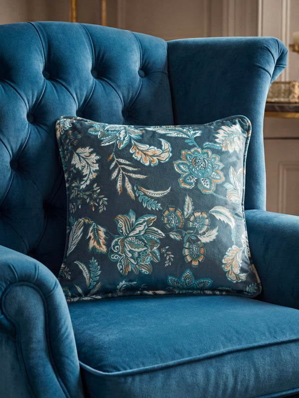 Kashmir Jacobean Navy/Teal Cushion