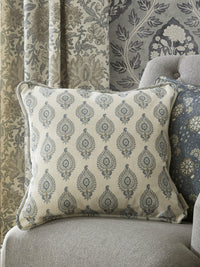 Naya Motif Blue/Taupe Cushion - Esselle Home