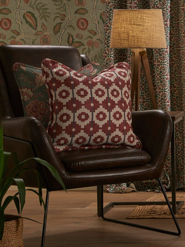 Santiago Geo Red/Teal Cushion