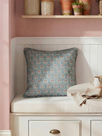 Wallington Floral Slate/Dusky Pink Cushion - Esselle Home