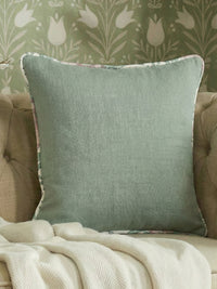 Eden Plain/Nima Floral Mineral Green Cushion - Esselle Home