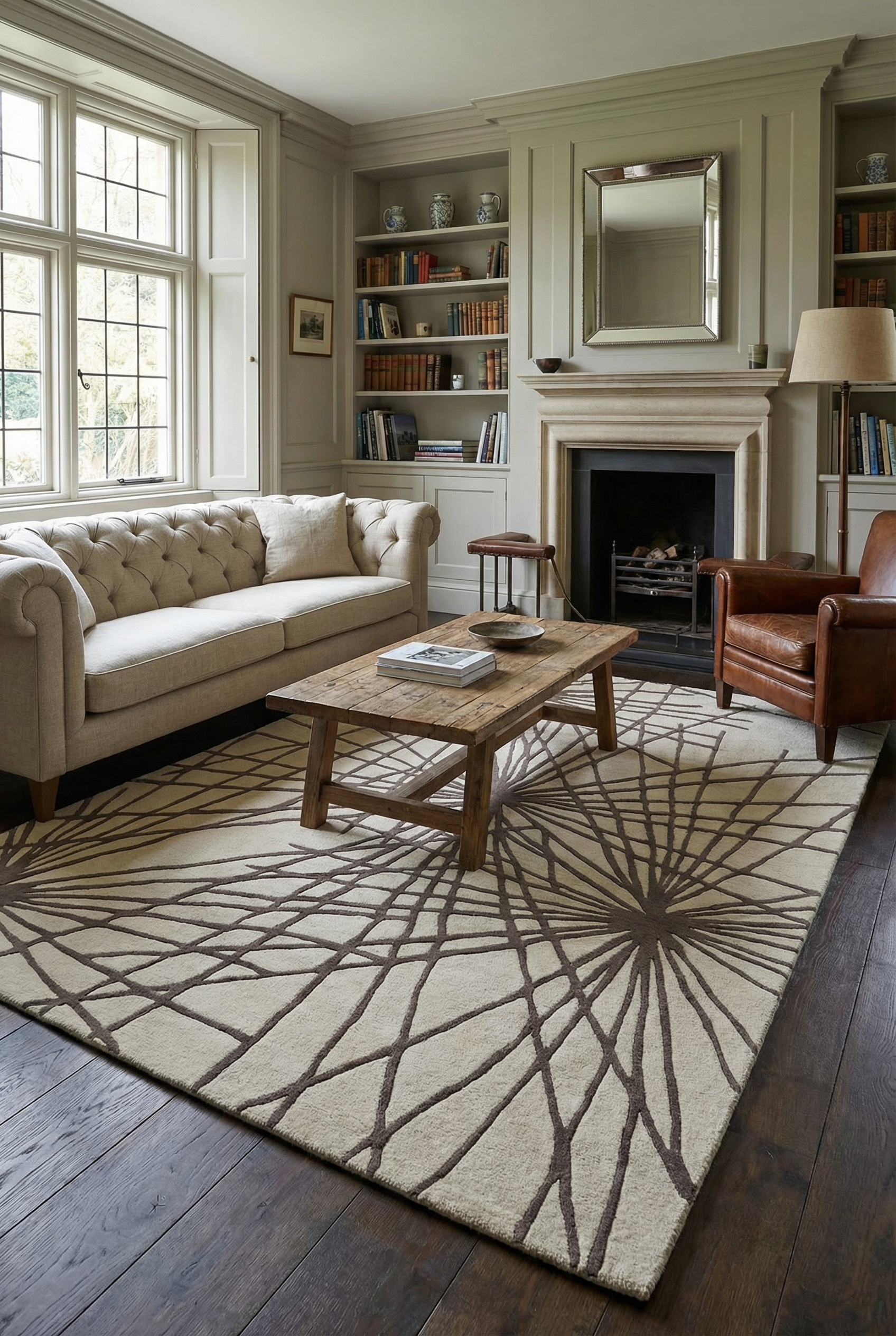 Aura Starburst Natural / Charcoal Rug