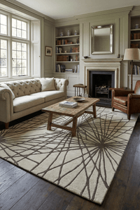 Aura Starburst Natural / Charcoal Rug - Esselle Home