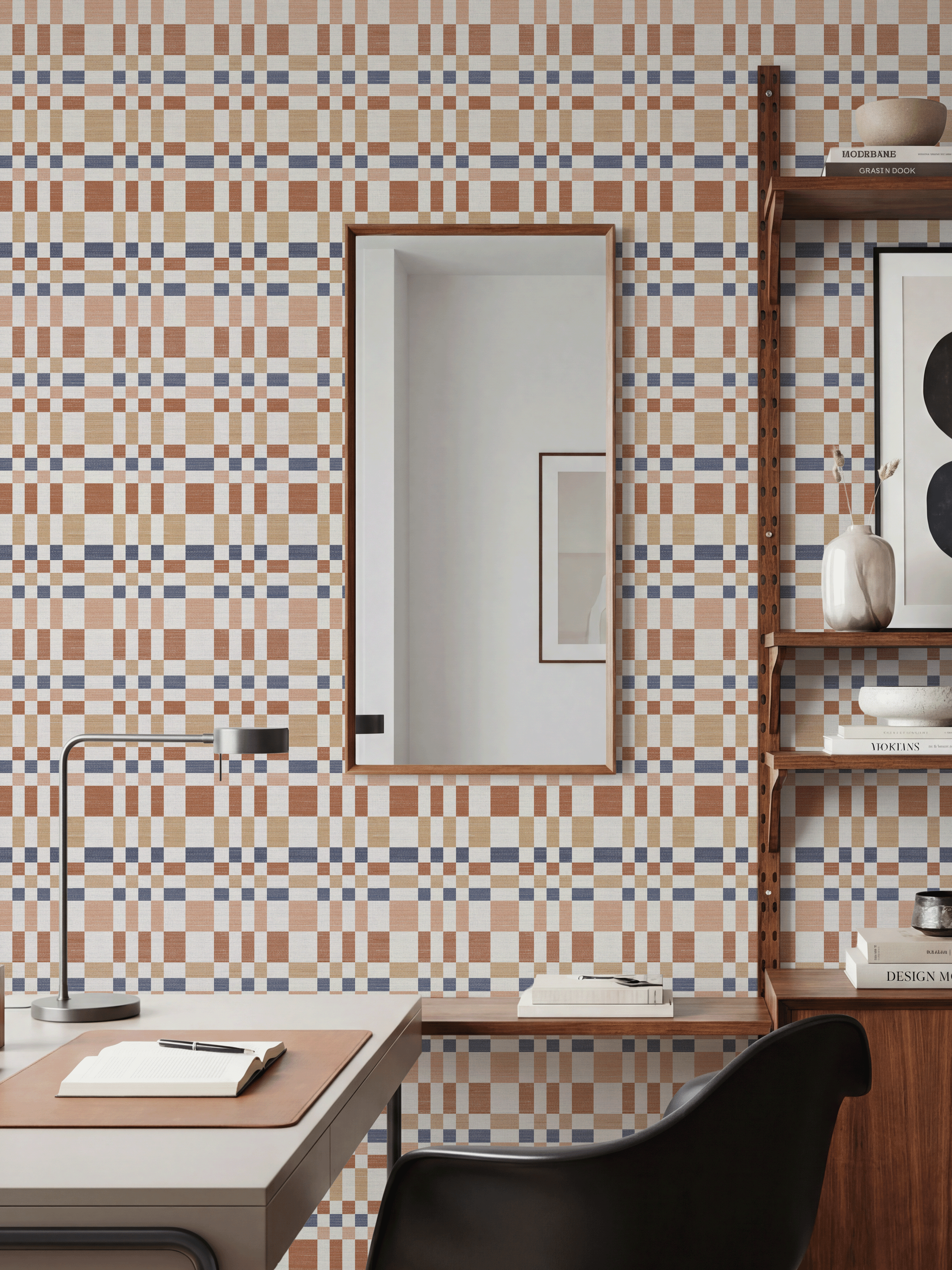 Bergan Terracotta / Denim Wallpaper - Esselle Home