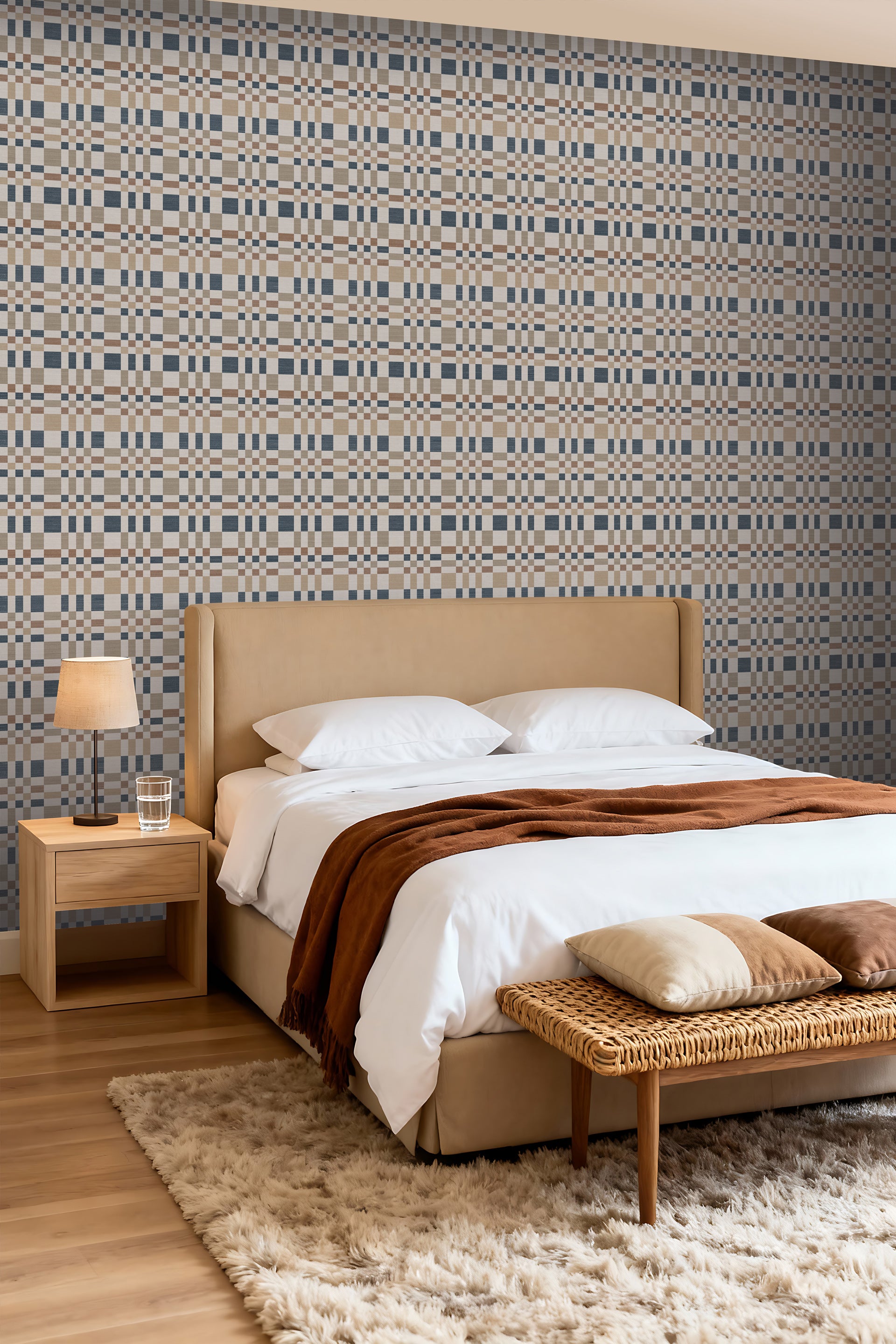 Bergan Navy / Natural Wallpaper