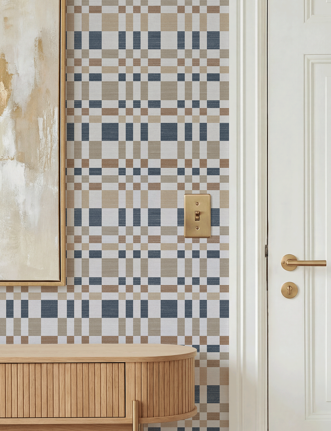 Bergan Navy / Natural Wallpaper - Esselle Home