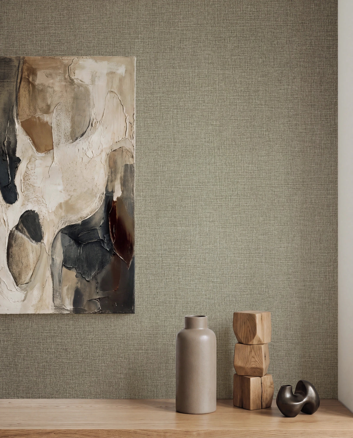 Sentosa Soft Brown Wallpaper | Textured Vinyl Wallpaper - Esselle Home