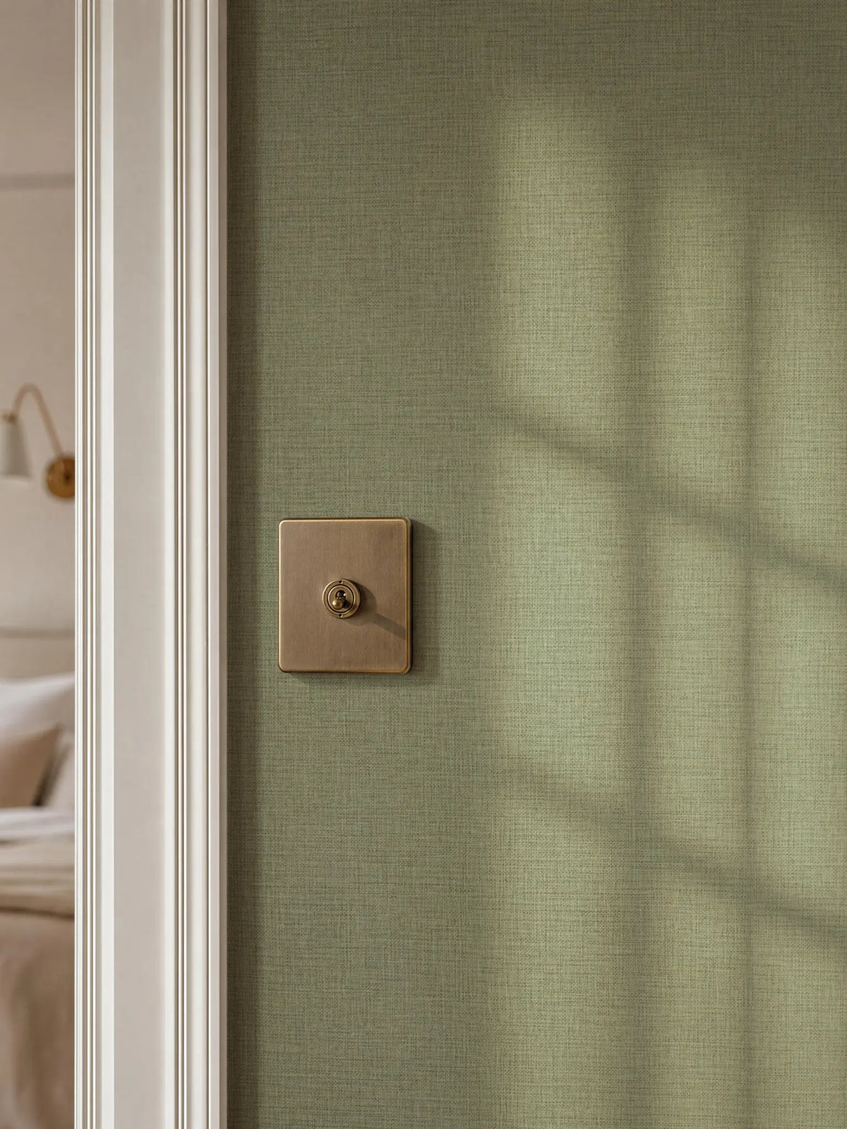 Sentosa Soft Green Wallpaper | Textured Vinyl Wallpaper - Esselle Home