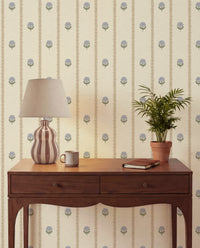 Thistle Trail Stripe Blue & Beige Wallpaper