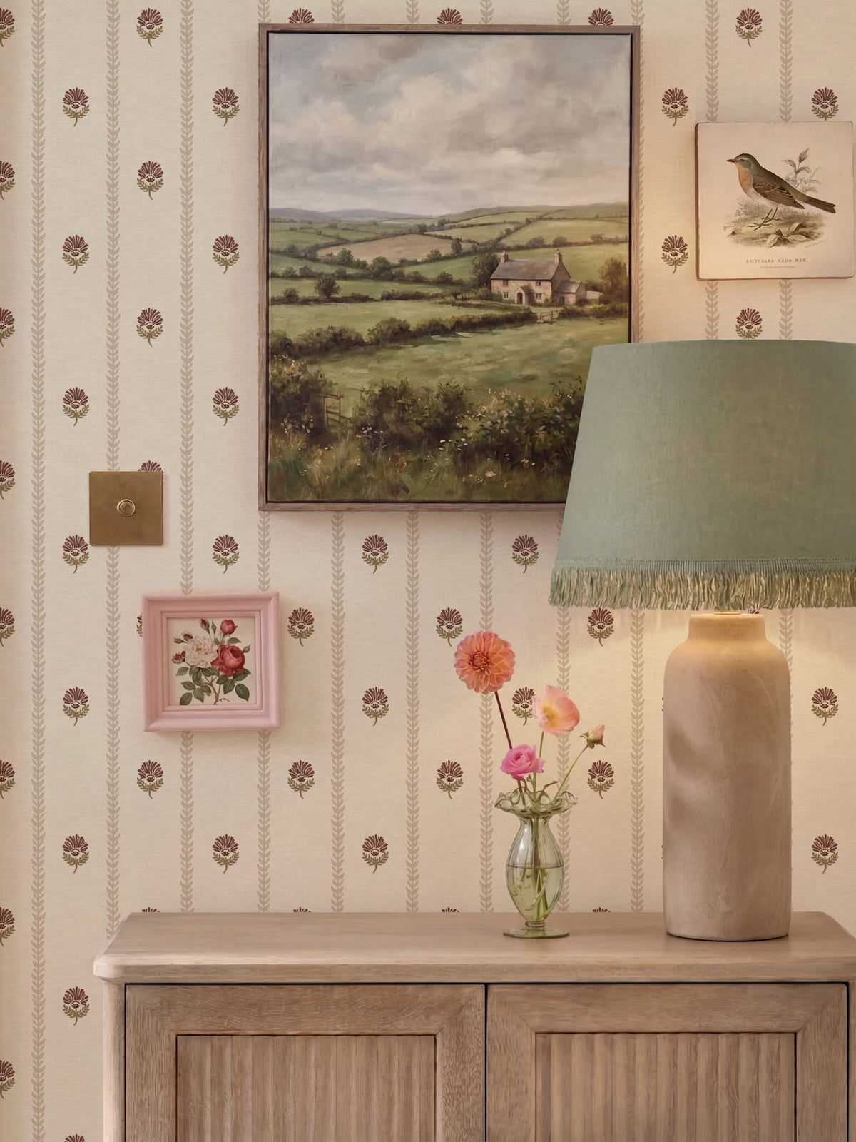 Thistle Trail Stripe Neutral Wallpaper - Esselle Home