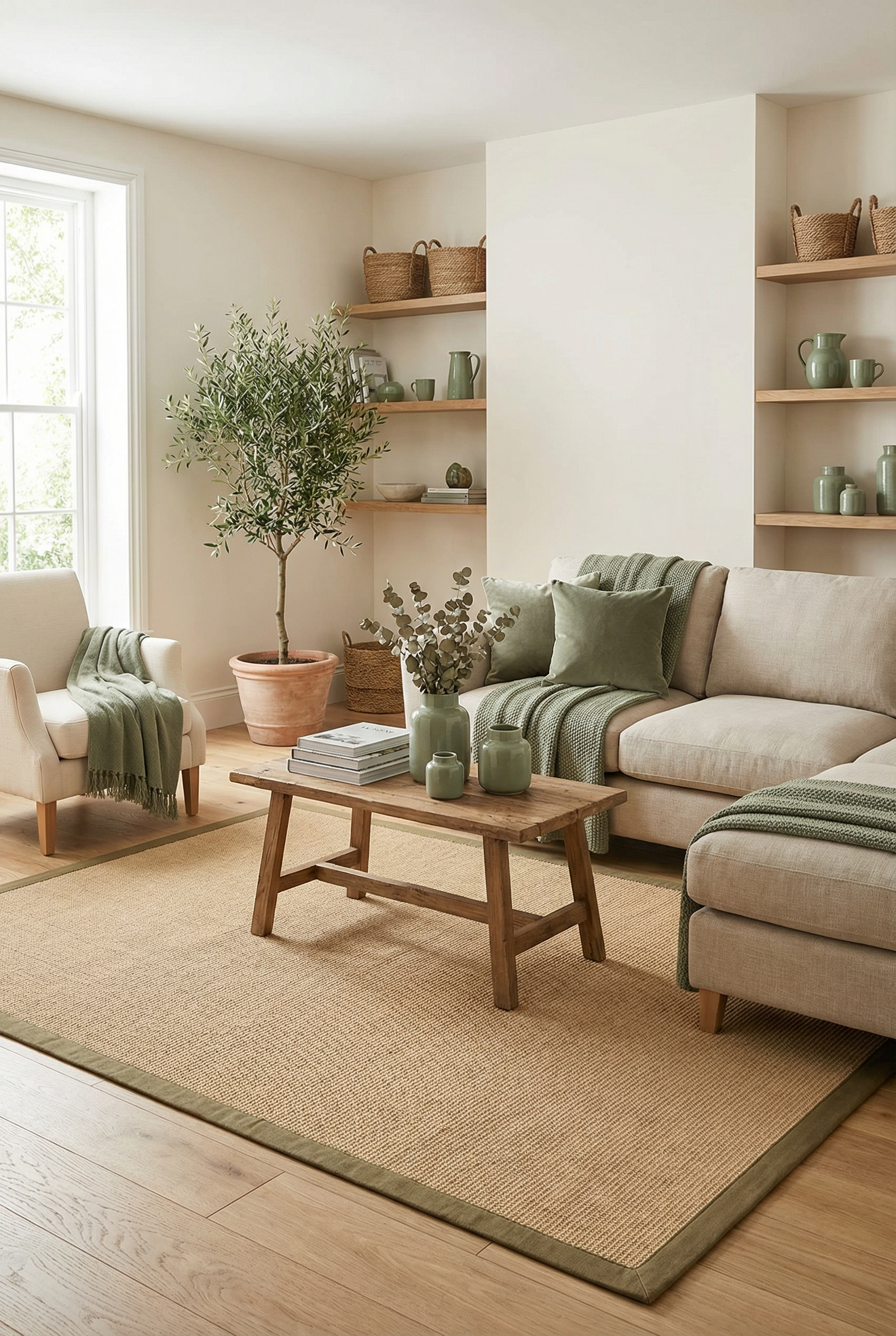 Swinton Sisal Jute Boucle Green Rug