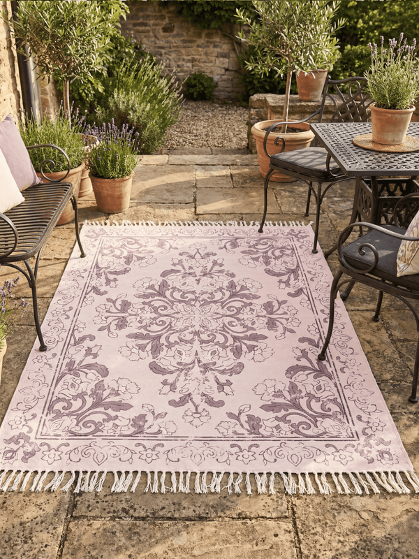 Kew Antique Printed 120x170cm Mauve Rug with Tassel