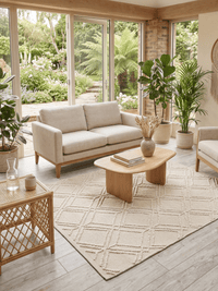 Blenheim Diamond 100% Pet 160x230cm Cream Rug - Esselle Home