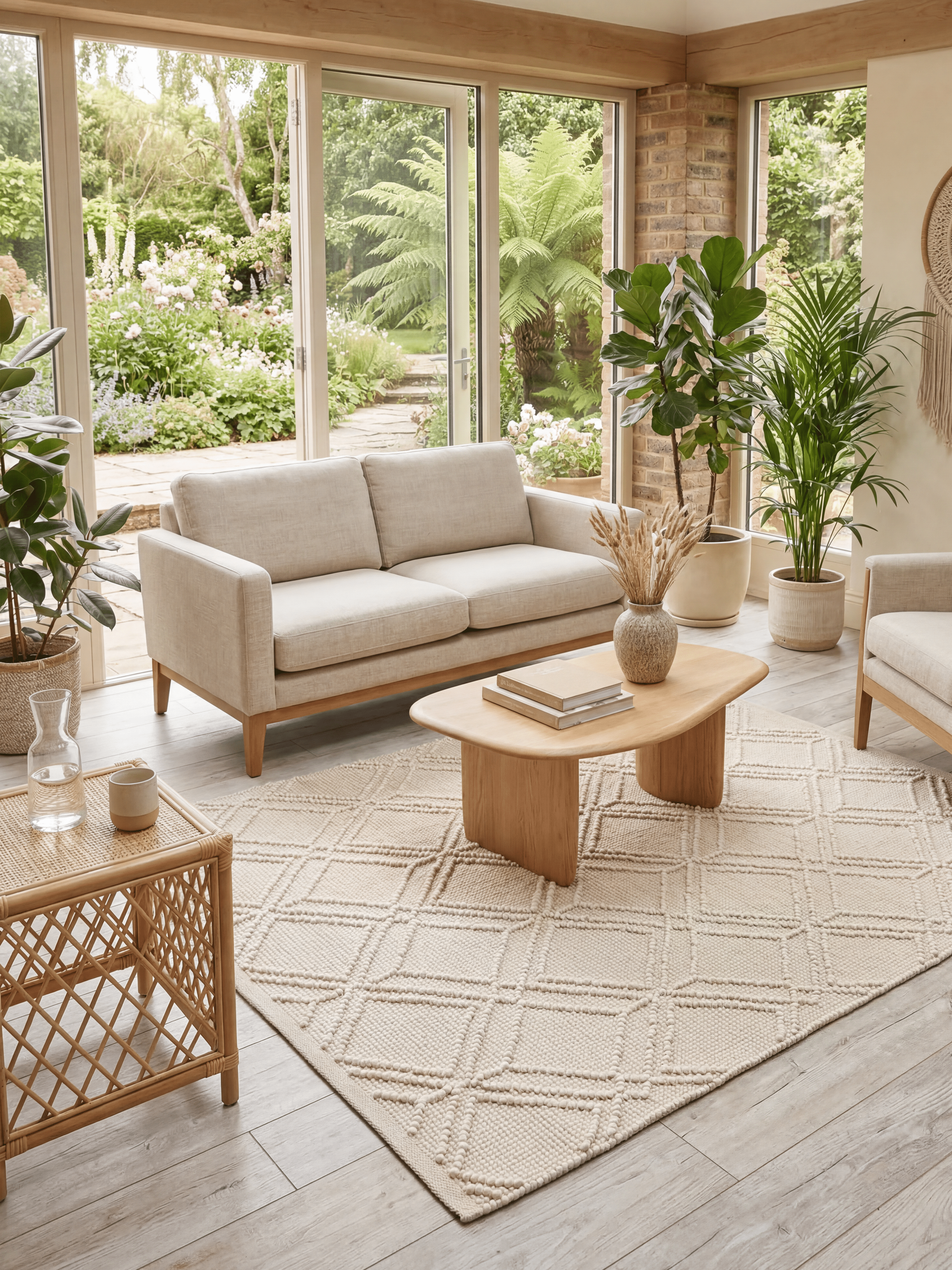 Blenheim Diamond 100% Pet 160x230cm Cream Rug - Esselle Home