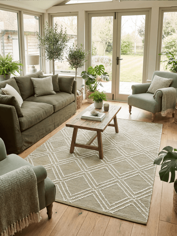 Blenheim Diamond 100% Pet 120x170cm Olive Rug