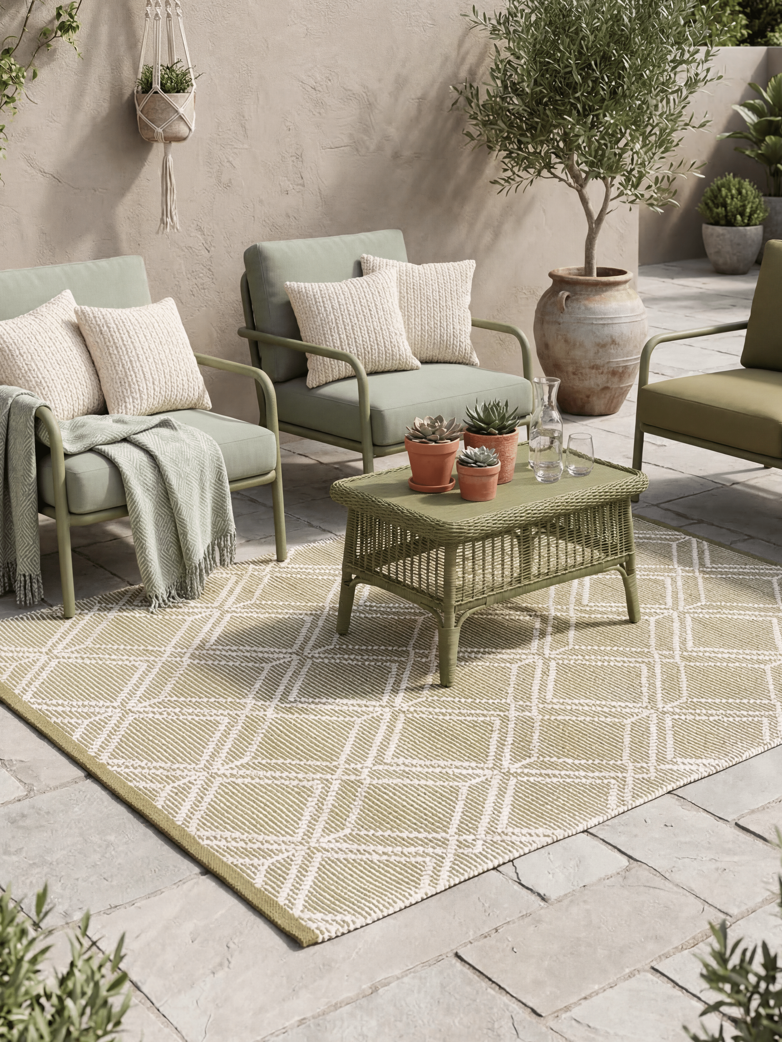 Blenheim Diamond 100% Pet 160x230cm Olive Rug - Esselle Home