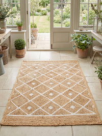 Prestbury Diamond Handbraided 120x170cm Natural Rug - Esselle Home