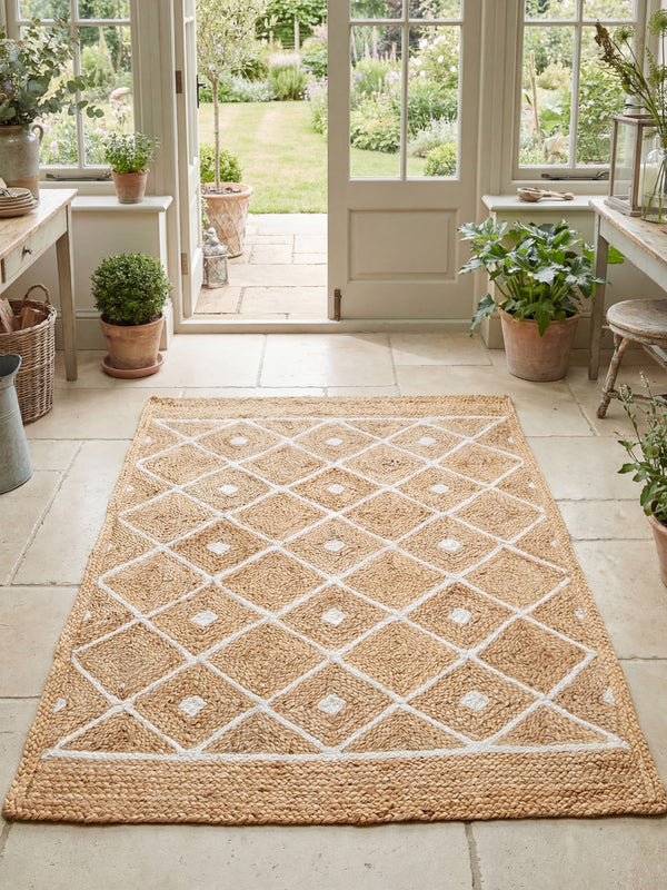 Prestbury Diamond Handbraided 120x170cm Natural Rug