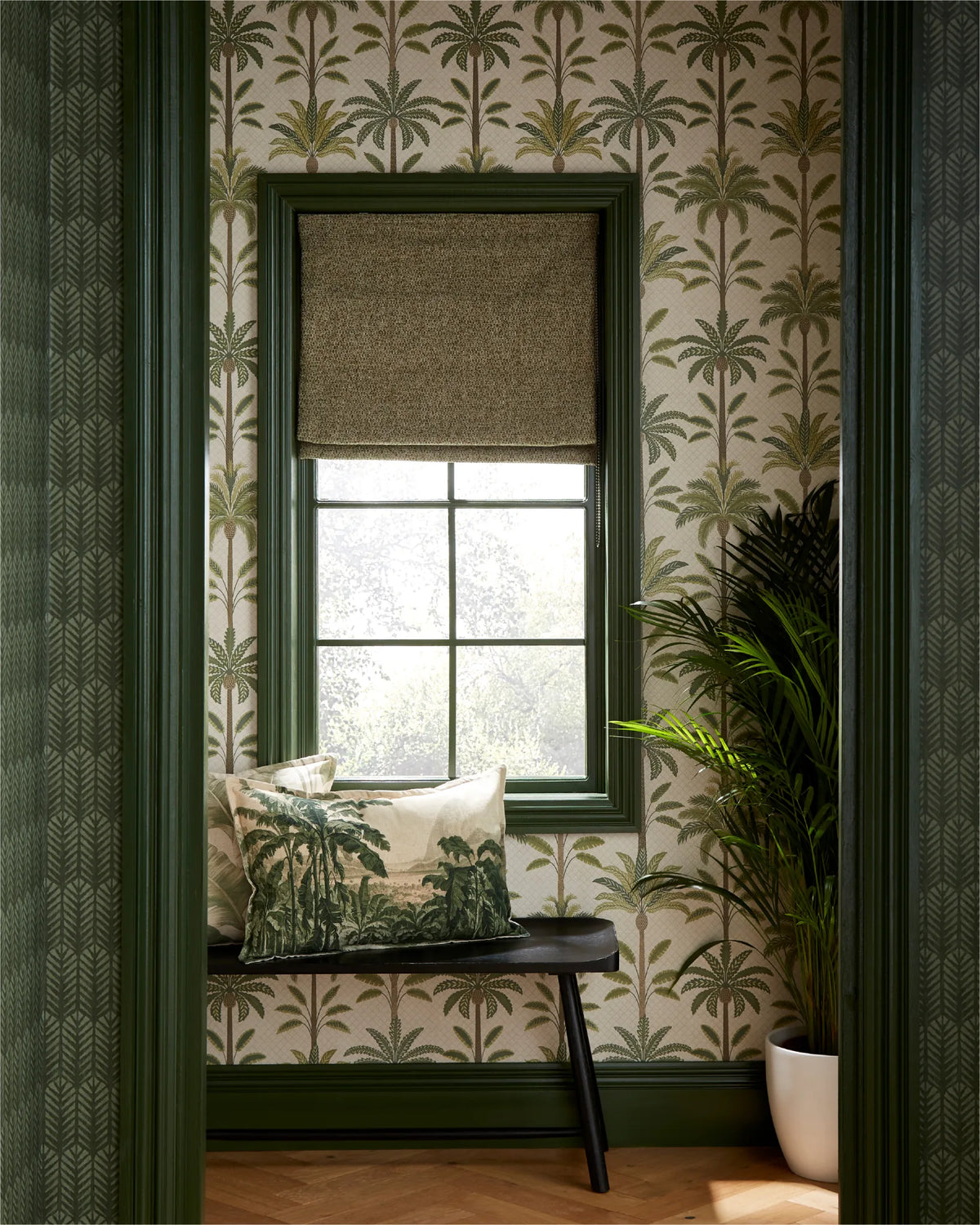 Exotic Islander paste-the-wall wallpaper with hand-drawn palms and botanicals