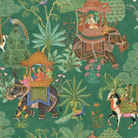 Emperor's Garden Emerald Multicoloured Wallpaper