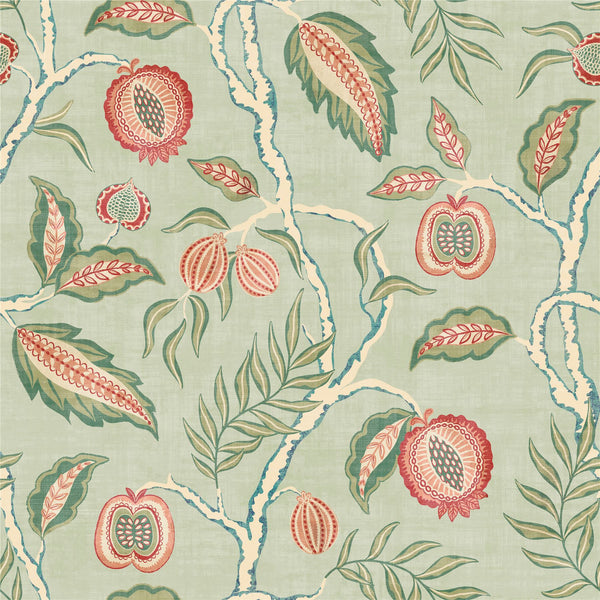 Fruits of Paradise Soft Green Wallpaper