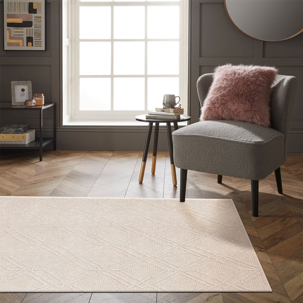 Blenheim Diamond 100% Pet 120x170cm Cream Rug